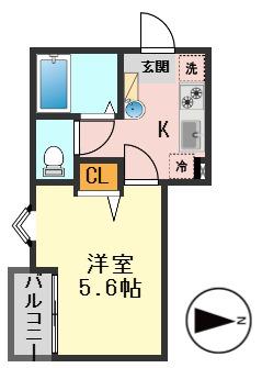 グランクオール柴又(1K/2階)の間取り写真
