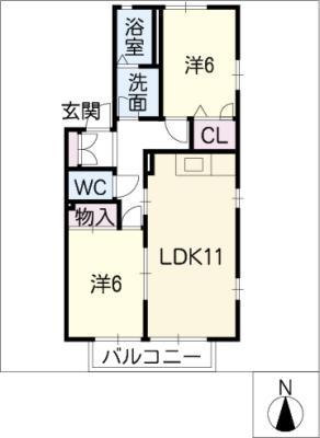 ファミール八光(2LDK/2階)の間取り写真