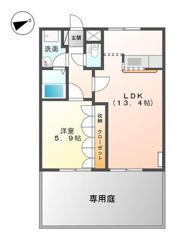 フィオレット(1LDK/1階)の間取り写真
