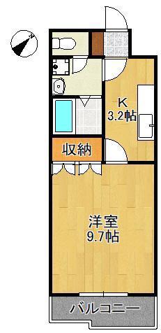 グローリアス行橋III(1K/2階)の間取り写真