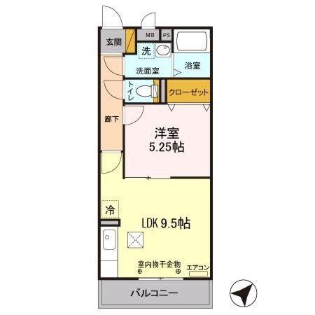 カインドコープ2(1LDK/1階)の間取り写真