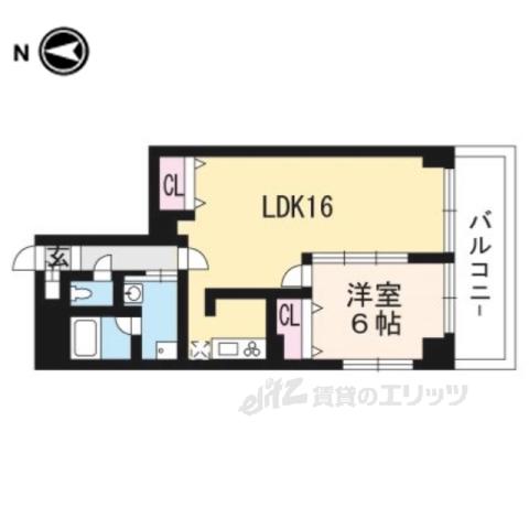 URESIDENCE二条城(1LDK/5階)の間取り写真