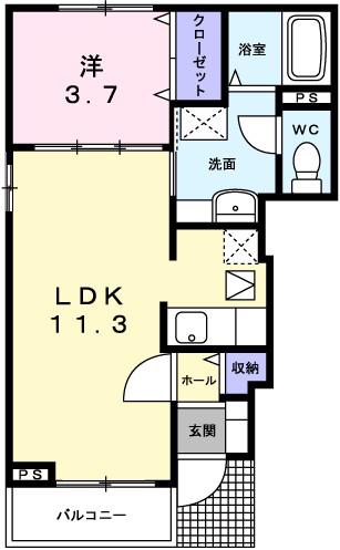 プロムナード大野(1LDK/1階)の間取り写真