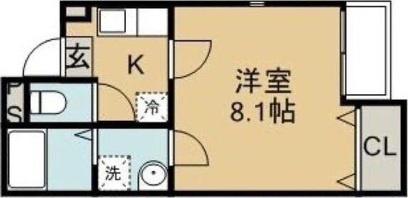 アムール仙台(1K/2階)の間取り写真