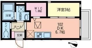 ラシーネ磯子(1DK/1階)の間取り写真