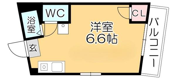 グランジュテ矢取(1K/1階)の間取り写真
