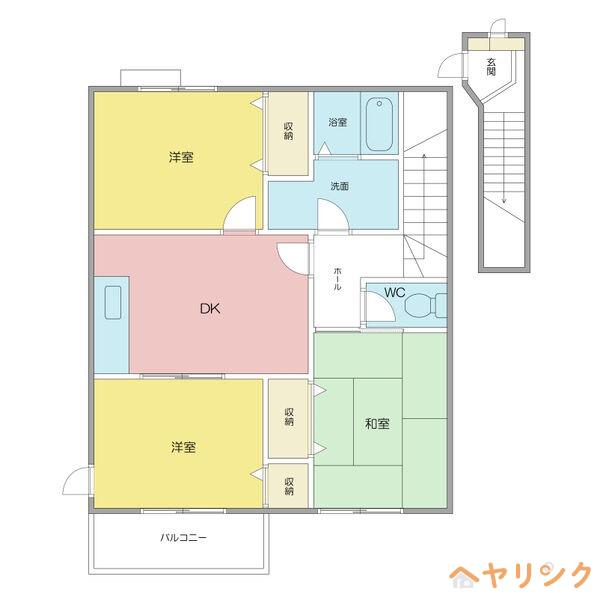 ファーストプレイスI(3DK/2階)の間取り写真