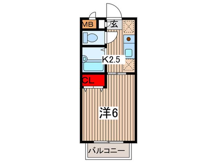 デザインコートTK(1K/2階)の間取り写真