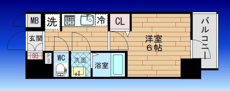 プレサンス西九条シティベイ(1K/3階)の間取り写真