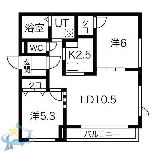 ASSE KOTONI(2LDK/2階)の間取り写真