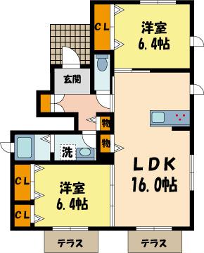 シャーメゾンF(2LDK/1階)の間取り写真