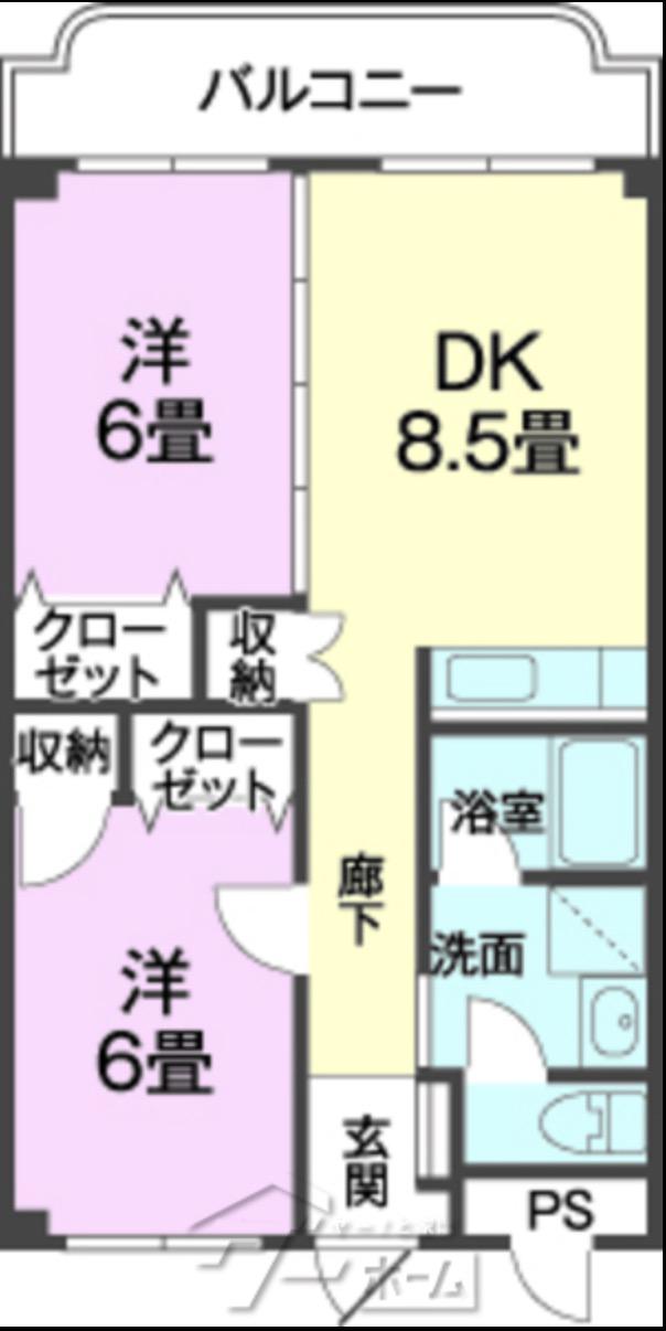メゾンティーダII(2DK/3階)の間取り写真