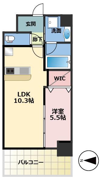 ストーリア茨木(1LDK/9階)の間取り写真