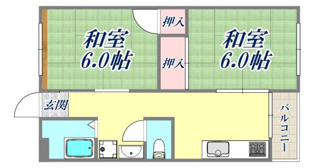 第一ハイツ武庫庄(2DK/3階)の間取り写真