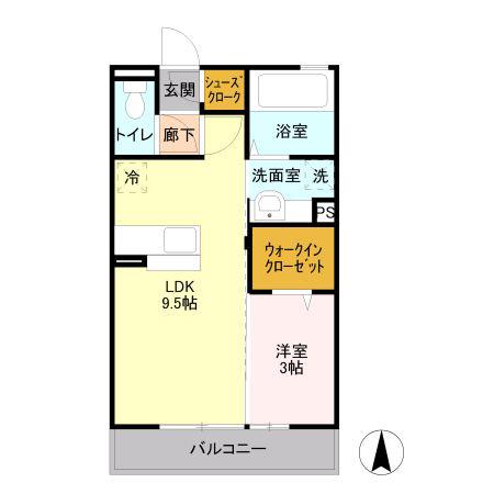 MスカイII(1LDK/3階)の間取り写真