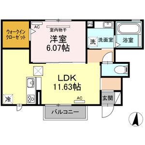 GLAN M.T(1LDK/1階)の間取り写真