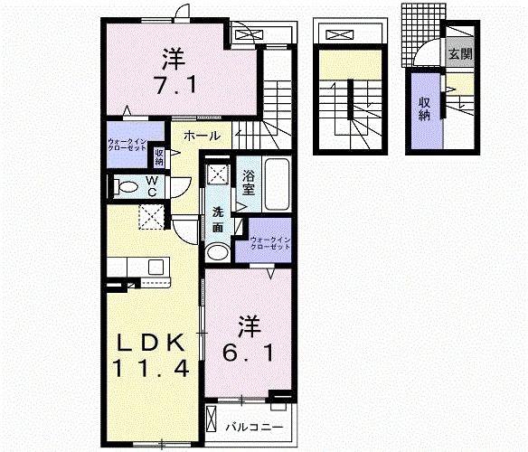アーモンドアイ(2LDK/3階)の間取り写真