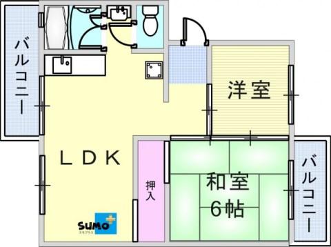 有野台7号棟(2LDK/4階)の間取り写真
