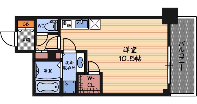 ザ・パークハビオ堂島(1K/7階)の間取り写真