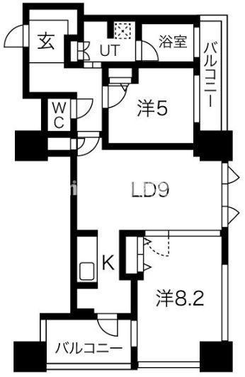 アルグラッドザ・タワー心斎橋(2LDK/17階)の間取り写真