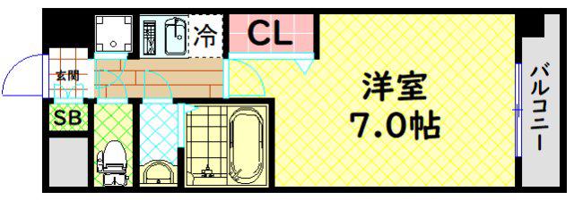 レジュールアッシュウエストレジス(1K/9階)の間取り写真
