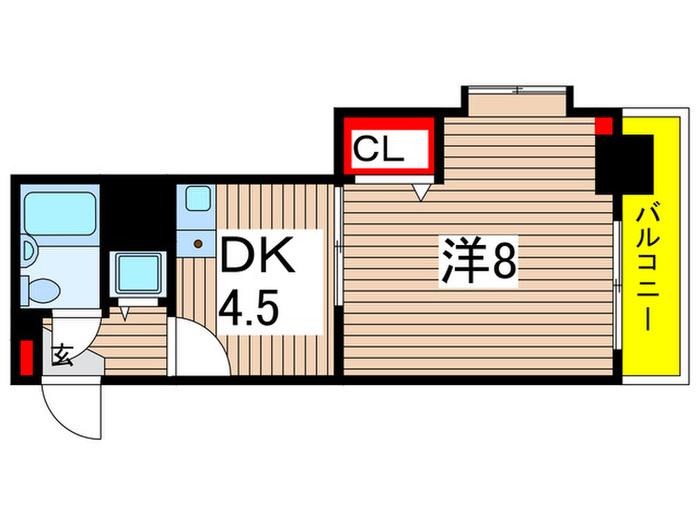 ライオンズマンション千葉東(1DK/8階)の間取り写真