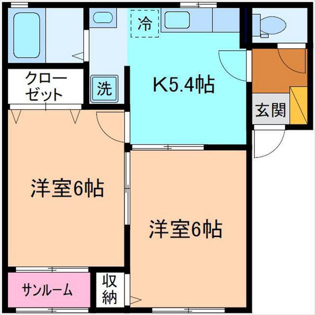 モンテローザ(2K/1階)の間取り写真