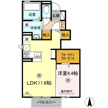フローラ リエ(1LDK/1階)の間取り写真