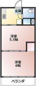 花ノ木アパート(2DK/2階)の間取り写真