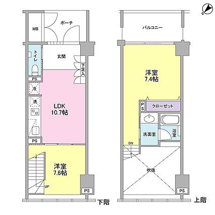 ラフィーヌ銀座(2LDK/11階)の間取り写真
