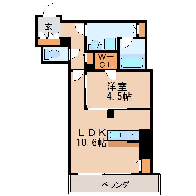 プレミアムコート葵(1LDK/8階)の間取り写真