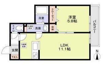 ミリアビタ稲毛(1LDK/3階)の間取り写真
