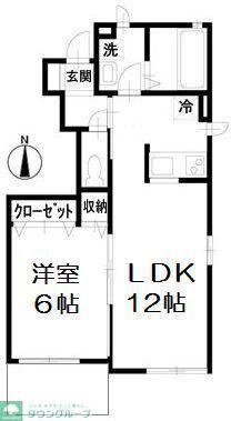 フレシア北町(1LDK/1階)の間取り写真