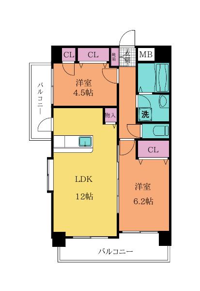 ラフィーネ 小倉(2LDK/10階)の間取り写真