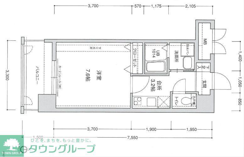 アクタス西公園アーバル(1K/6階)の間取り写真