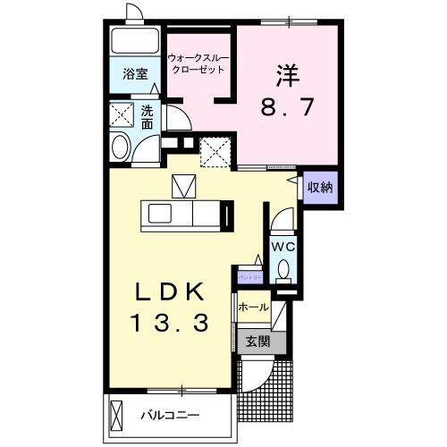 エヌメゾンI(1LDK/1階)の間取り写真