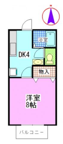 シングルライフ富田(1DK/2階)の間取り写真