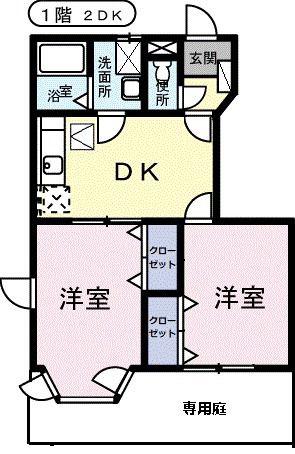 ニューコーポ小松A(2DK/1階)の間取り写真