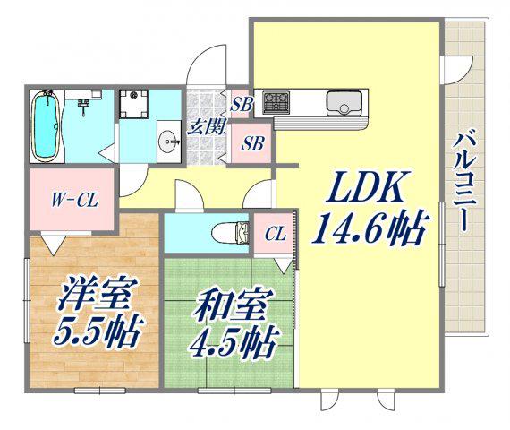クレスタ(2LDK/1階)の間取り写真
