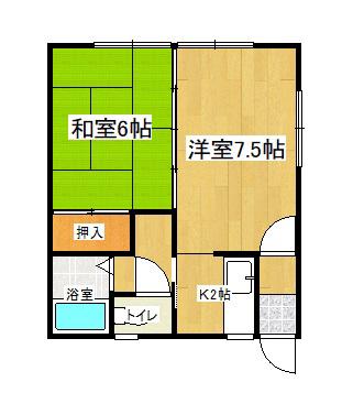 ハイネス油川第一(2K/2階)の間取り写真