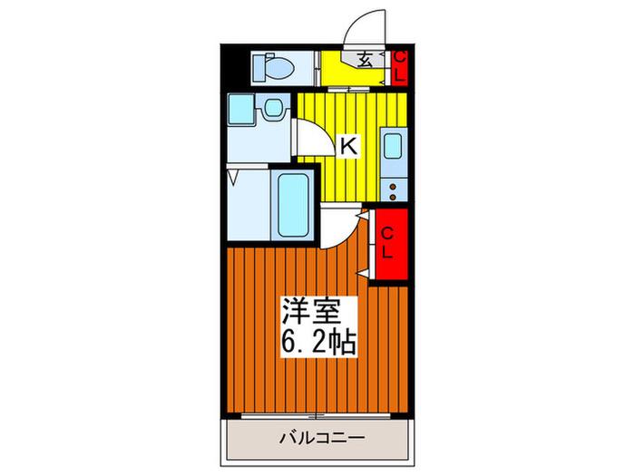 クレカーサ川口(1K/1階)の間取り写真