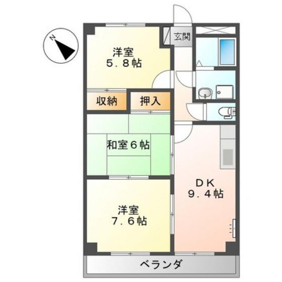 メイプルハウス(3DK/2階)の間取り写真