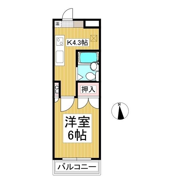 クロストーン(1K/4階)の間取り写真