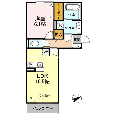 メゾンヴィラ栗東(1LDK/1階)の間取り写真