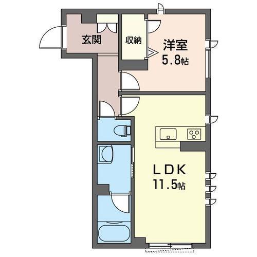 ヌーベルヴィー湘南台 I(1LDK/2階)の間取り写真