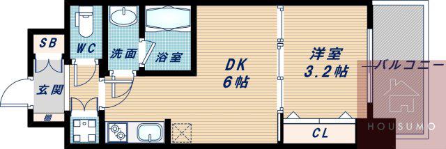 コンフォリア江坂広芝町(1DK/6階)の間取り写真