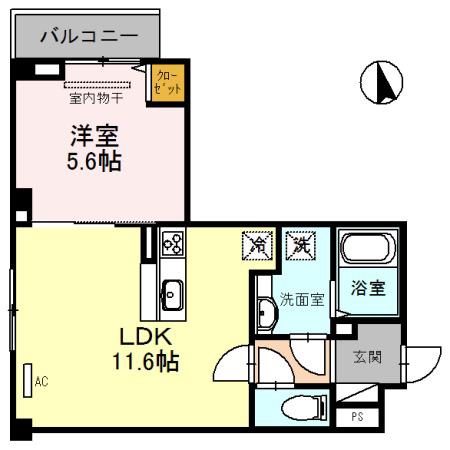 レジデンス京都洛央(1LDK/5階)の間取り写真