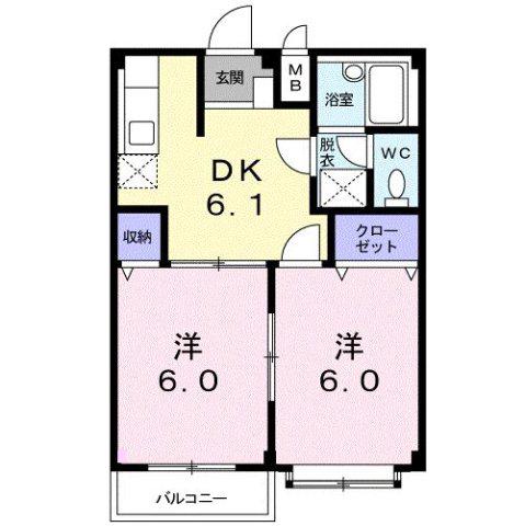 エルディム華A(2DK/2階)の間取り写真