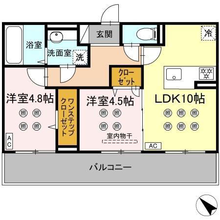 グランフォレ下南部(2LDK/3階)の間取り写真
