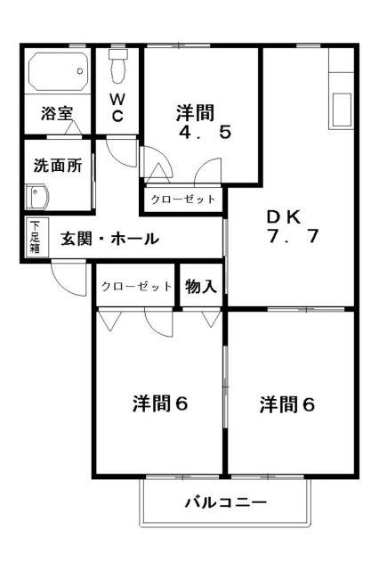 ベルテパーク(3DK/1階)の間取り写真